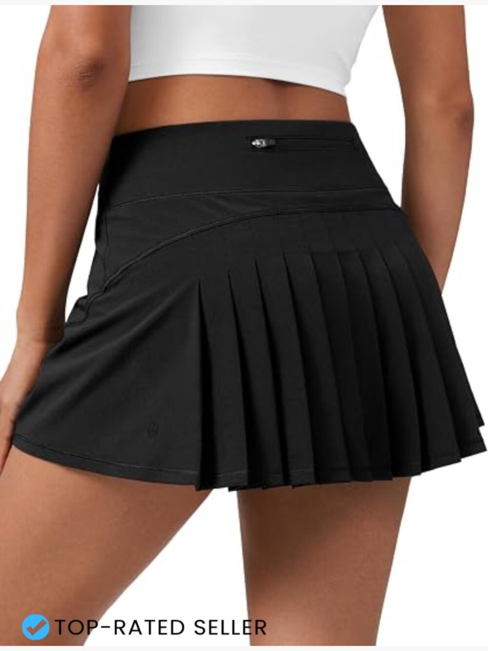 Mid Waisted Pleated Tennis Skirt with Built-in Shorts Pockets Quick Dry
